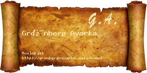 Grünberg Avarka névjegykártya